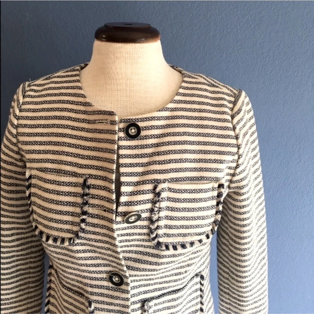 Tommy Hilfiger Navy & Cream Striped Blazer